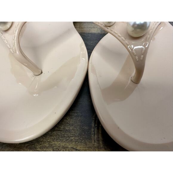 Stuart Weitzman Pearl Embellished Sandals in Nude - Picture 7 of 8